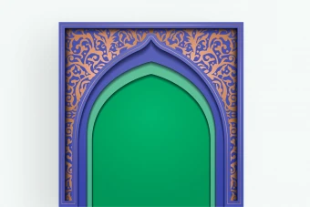 طرح محراب با حاشیه تذهیب طرح وکتور لایه باز ایلوستریتور