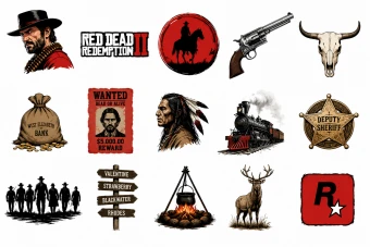 پک 15 عددی از استیکر های جذاب از بازی محبوب Red Dead در فرمت وکتور