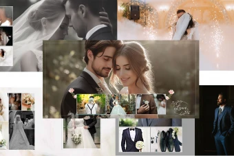 آلبوم دیجیتال عروس و داماد لایه باز حرفه ای - 5برگ فتوشاپ