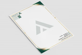 سربرگ اداری سبز طلایی شرکتی تجاری لایه باز فتوشاپ psd