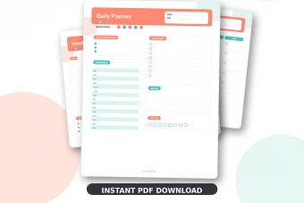 پک پلنر روزانه هفتگی ماهانه + استیکر دیجیتال (PDF قابل چاپ)