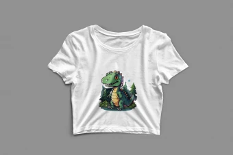 طرح کراپ تیشرت زنانه (Dinosaur)