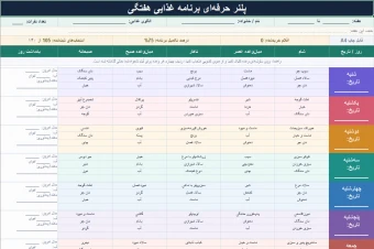 پلنر غذایی هفتگی اکسل