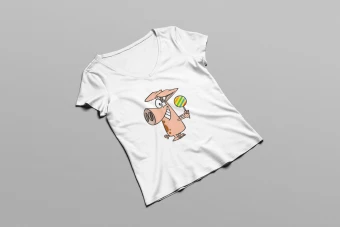 طرح لباس آستین کوتاه دخترانه (Happy Pig With Lollipop)