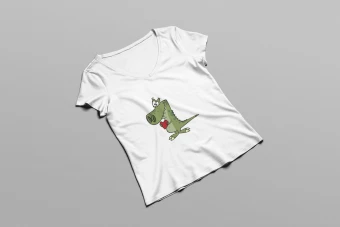 طرح لباس آستین کوتاه دخترانه (Dino With Red Heart)