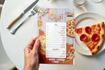 طرح منوی پیتزا فروشی لایه باز