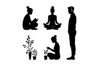 مجموعه وکتور سیلوئت رشد فردی و ذهن‌آگاهی | Growth & Mindfulness Silhouettes
