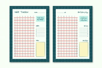قالب پیگیری عادت‌های روزانه فارسی و انگلیسی | Habit Tracker Printable