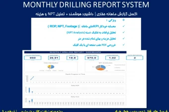 فایل اکسل گزارش ماهانه حفاری | داشبورد MDR + تحلیل NPT و هزینه + خروجی PDF