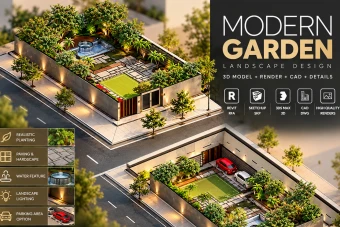 پروژه آماده رویت -revit  (لندسکیپ ویلا 01)